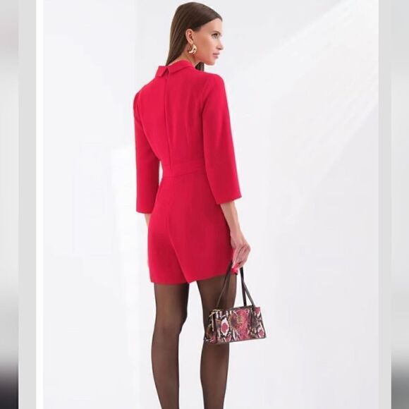 ZARA BLAZER DRESS PLAYSUIT WITH BELT HOT PINK ZARA - Picture 11 of 11